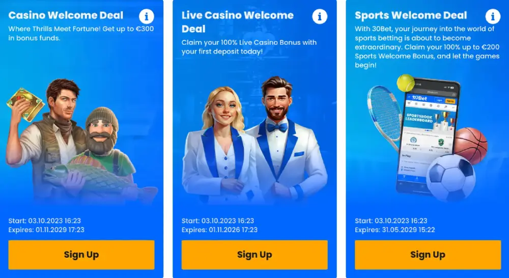 30Bet Welcome Bonus Aanbieding NL